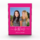 Best Friends Hot Pink Script Namen Foto (Voorkant)