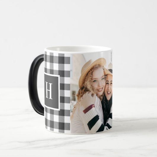 Best Friends Modern Monogram Photo Keepsake Mug Magische Mok (Voorkant links)
