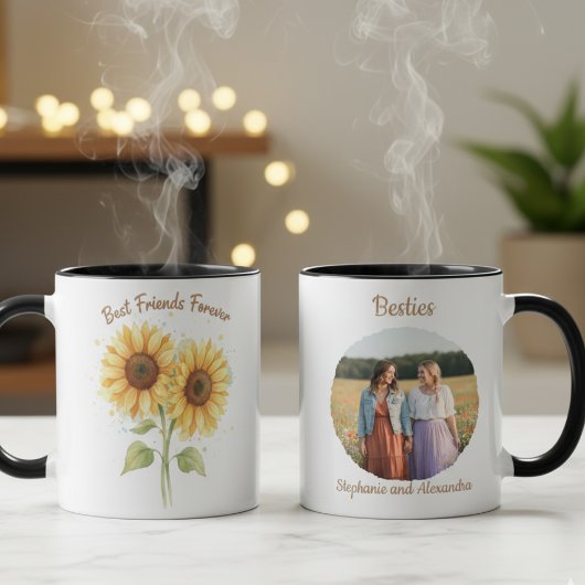 Best Friends Mug - Sunflowers & Photo