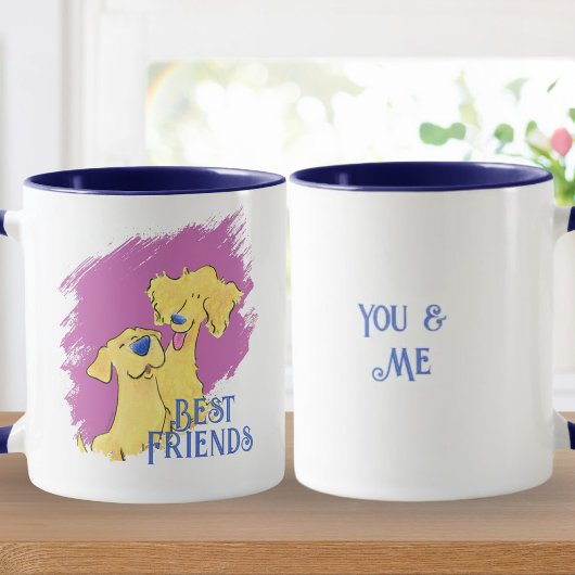 Best Friends Personalized Cute Dog Art Custom Mug