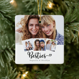Best Friends Photo Collage Besties Heart Keramisch Ornament