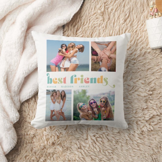 Best Friends Photo Collage Colorful Retro Kussen (Deken)