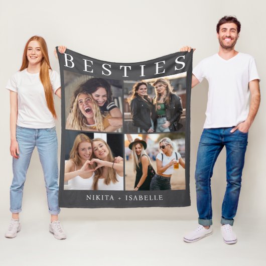 Best Friends Photo Collage Keepsake Fleece Blanket Deken (In situ)