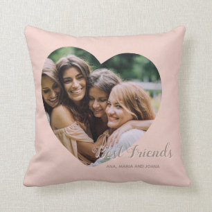 Best Friends Photo Heart Cute Friendship Blus Pink Kussen