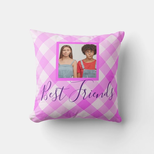 Best Friends Photo Hot Pink Pset Kussen (Voorkant)
