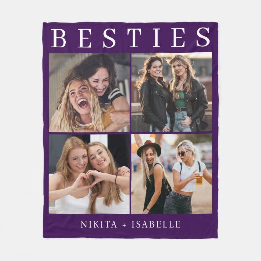 Best Friends Purple Photo Collage Keepsake  Fleece Deken (Voorkant)