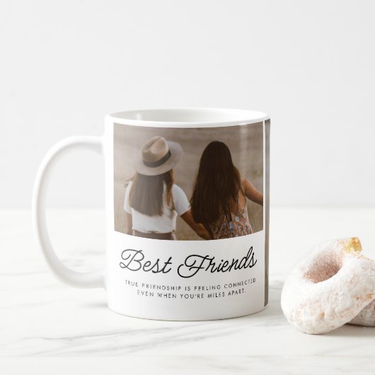 Best Friends Quote Photo Script Keepsake Koffiemok (Met donut)
