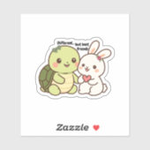 Best Friends Sticker Cute Turtle and Bunny (Feuille)
