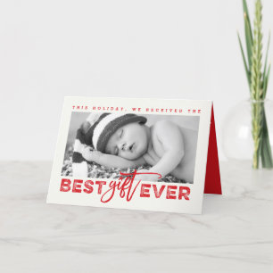 Best Gift Ever Grunge Typography New Baby Photo Feestdagen Kaart