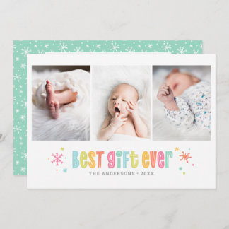 Best Gift Ever Holiday Multiple Photo Birth Aankondiging