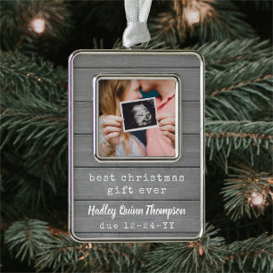 Best Gift Ever Ultrasound Baby Foto van Faux Wood Verzilverd Kader Ornament
