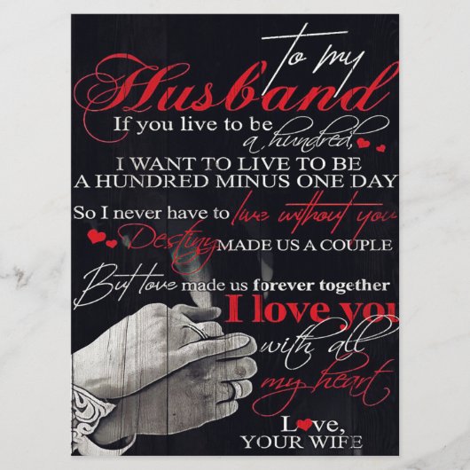 Best Gift For Husband | To My Husband Quotes Menu (Voorkant)