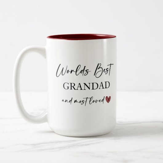 Best Grandad and most Loved Photo Gift ter wereld Tweekleurige Koffiemok (Links)