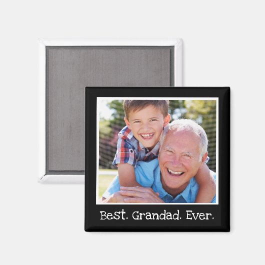 Best Grandad Ever Photo Persoonlijk zwart Magneet (Voorkant / Achterkant)