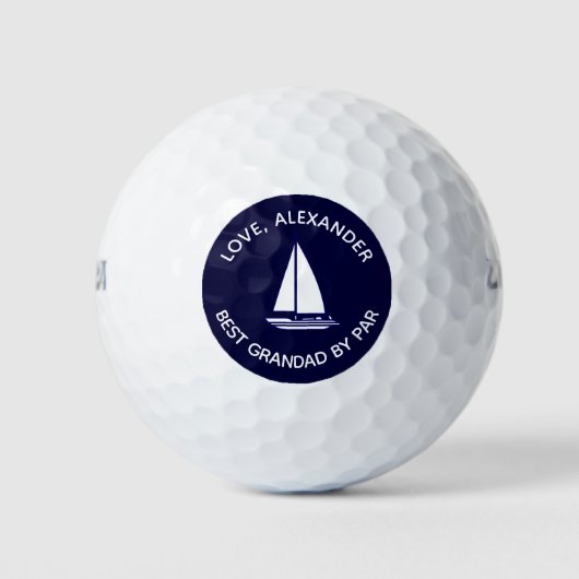 Best Grandad Ever Sailboat Monogram Name Navy Blue Golfballen (Voorkant)