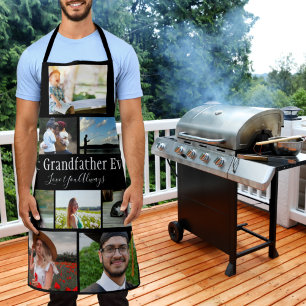 Best Grandfather Ever 8 Photo Collage White Script Schort