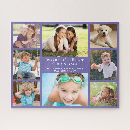 Best Grandma 8 Photo Collage Paars Legpuzzel (Horizontaal)