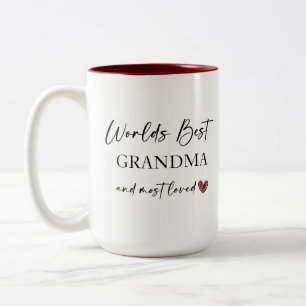 Best Grandma and most Loved Photo Gift Tweekleurige Koffiemok