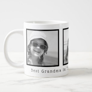 Best Grandma Black en White Black Lijst 3 Foto's Extra Grote Beker