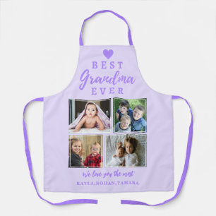 Best Grandma Ever 4 Photo Collage Lavender Paars Schort