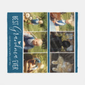 Best Grandma Ever 6 Photo Collage Blue Fleece Deken (Voorkant (Horizontaal))