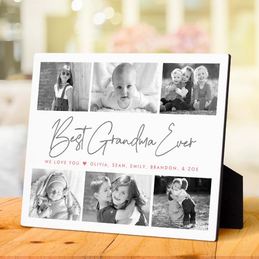 Best Grandma Ever 6 Photo Collage Modern Script Fotoplaat