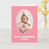 Best Grandma Ever Custom Photo Pink Moederdag Kaart (Gele Bloem)