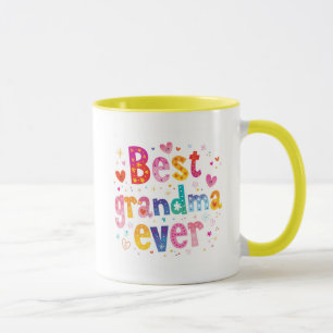 Best Grandma Ever Fun Whimsical Hearts Two-Toned Mok
