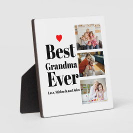Best Grandma Ever Heart 3 Photo Collage Fotoplaat