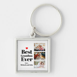 Best Grandma Ever Heart 3 Photo Collage Sleutelhanger
