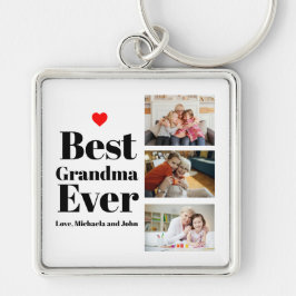 Best Grandma Ever Heart 3 Photo Collage Sleutelhanger