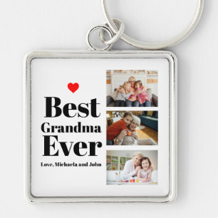 Best Grandma Ever Heart 3 Photo Collage Sleutelhanger