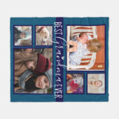 Best Grandma Ever Multi Photo Blue Fleece Deken (Voorkant (Horizontaal))