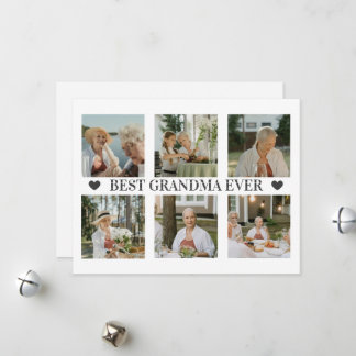Best Grandma Ever Photo Collage – Gift with Hearts Feestdagenkaart