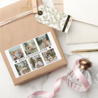 Best Grandma Ever Photo Collage – Gift with Hearts Rechthoekige Sticker