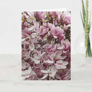 Best Grandma Ever Pink Magnolia Flowers Floral Kaart