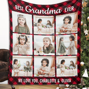 Best Grandma Ever Red Buffalo Pset Photo Collage Fleece Deken