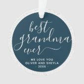 Best Grandma Ever Script Photo on Back Keepslag Ornament (voorkant)