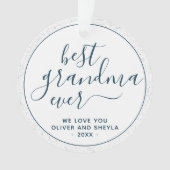 Best Grandma Ever Script Photo on Back Keepslag Ornament (voorkant)