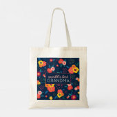 Best Grandma Floral Pattern Blue Pink Tote Bag (Achterkant)