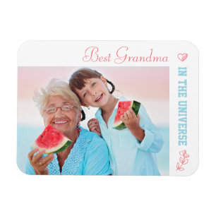 Best Grandma in het universum - Coral & Blue Photo Magneet