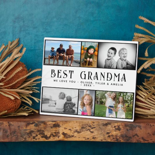 Best Grandma Modern 6 Photo Collage Keepslag Fotoplaat (Zijkant)