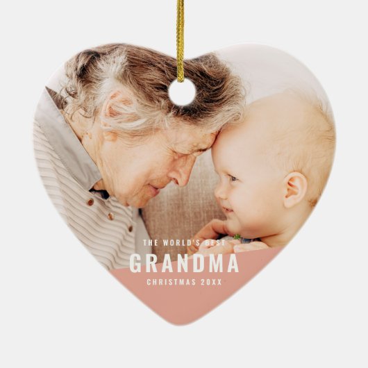 Best Grandma Modern Chic Photo Holiday Keramisch Ornament (Achterkant)
