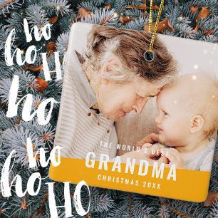 Best Grandma Modern Chic Photo Holiday Keramisch Ornament