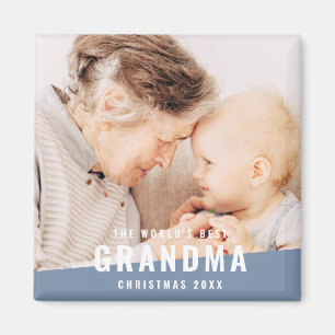 Best Grandma Modern Chic Photo Holiday Magneet