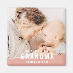 Best Grandma Modern Chic Photo Holiday Magneet
