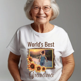 Best Grandma Personalized Photo T-Shirt ter wereld