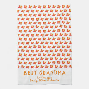 Best Grandma Red Summer Flower Pattern Theedoek