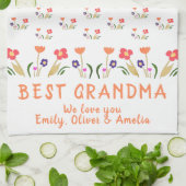 Best Grandma Summer Flower Pattern Tekening Theedoek (Gevouwen)