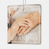 Best Grandma Two Photo Holiday Keramisch Ornament (Links)